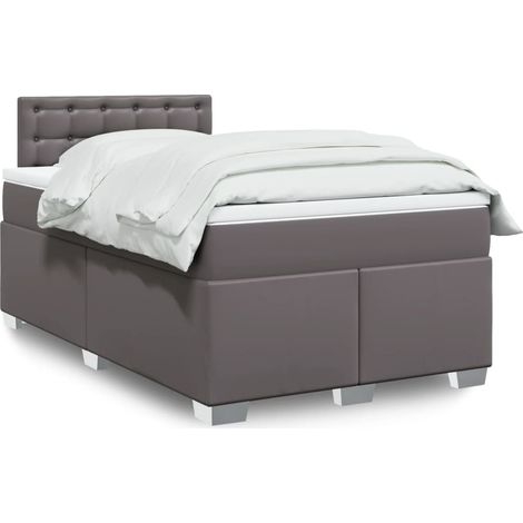 Cama box spring con colchón cuero sintético gris 120x190 cm vidaXL (1/5)