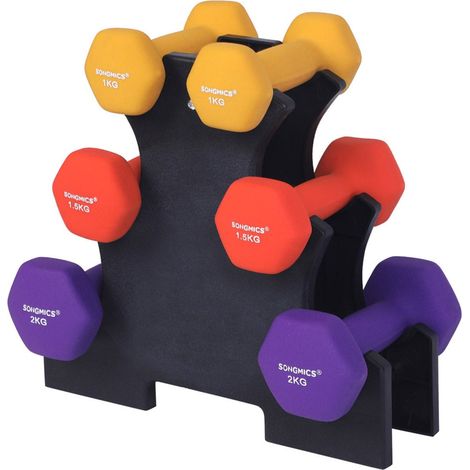 Mancuerna 1 par gimnasio musculación entrenamiento revestimiento de vinilo antideslizante 2 x 10 kg + 2 x 15 kg + 2 x 20 kg 120002037 (1/4)