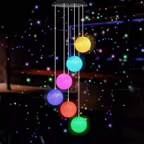 Carillon éolien solaire à boule de cristal LED Mortime, mobile 63,5 cm (25 onces) pour décoration maison et du jardin, changement de couleur automatique. (1/5)