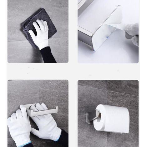 Porte Papier Toilette - Acier inoxydable 304 - Auto-adhésif - Imperméable - Noir (1/4)