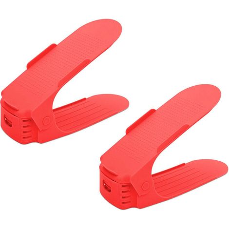 2x Haven Space Saver Shoe Rack Organiser Standard Size Easy To Clean & Sturdy, Red (1/5)