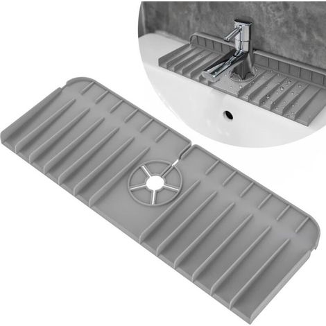 Tapis anti-goutte en silicone FiveHome - Protection anti-éclaboussures en silicone - Tapis anti-goutte pour comptoir de cuisine et salle de bain (gris) (1/5)