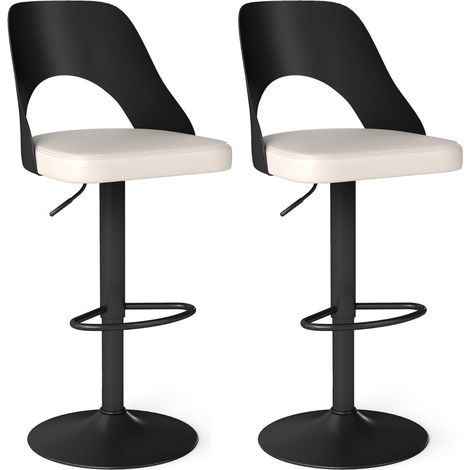 Set di 2 sgabelli da bar regolabili 44 x 50 x 91-111 cm comfort eccezionale design contemporaneo in similpelle nera 200012544