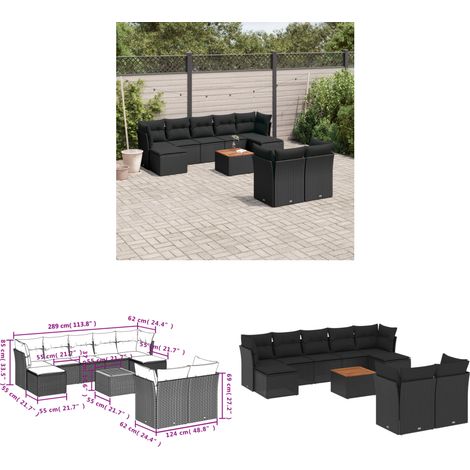 10-tlg. Garten-Sofagarnitur mit Kissen Schwarz Poly Rattan - Gartensorte - Outdoor Möbel - Gartenlounge - Lounge Set - Esstischset - Home & Living (1/3)