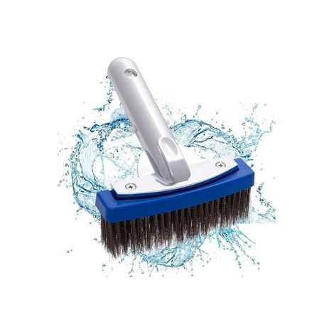 Lot de 2 Brosse de piscine 14 cm – En acier inox, manche bleu, nettoyage efficace des parois, accessoire d’entretien (1/5)