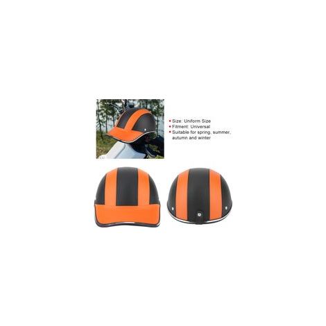 Casque demi-jet universel en ABS, style casquette de baseball, pour moto et vélo électrique, orange - A0322, taille unique (1/5)