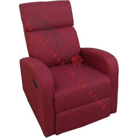 Poltrona relax manuale reclinabile FORTUNA in tessuto BORDEAUX (1/2)