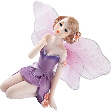 Charming Flower Design Resin Fairy Figurine Purple (1/5)