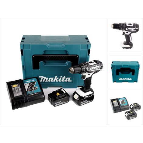 Makita DHP 482 RTJ W Perceuse-visseuse à percussion sans fil 18V 62Nm + 2x Batteries 5,0Ah + Chargeur + Coffret Makpac 2 (1/5)