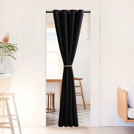 Rideau Occultant Thermique - Rideaux de Fenêtre Isolant Lumineux Anti Chaleur Bloquer Uni pour Chambre Tissu Tombé Lourd, 132 Largeur et 210 cm Hauteur, 1 Pièce, Noir (1/4)
