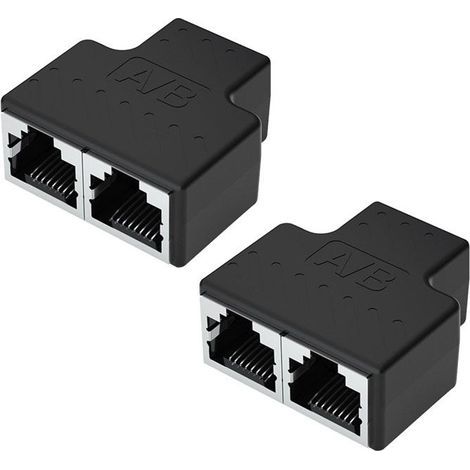 Pack of 2 RJ45 network adapter cable extensions, 100 Mbps, 1 x RJ-45 female to 2 x RJ-45 female, inline coupler for c (1/5)