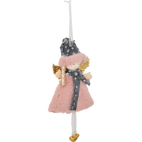 Decorazione da appendere a forma di fata in pelliccia rosa, 8 cm - Feeric lights & christmas (1/5)