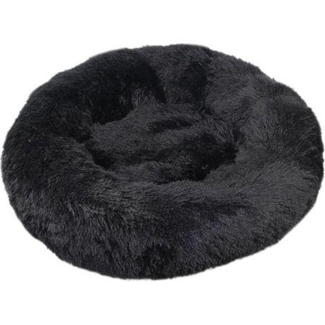 Coussin 100 cm avec housse lavable - Noir - Coussin pour chien, coussin de jeu pour enfants - Pouf rond en forme de donut, coussin de détente pour chien, peluche douce noire (1/5)