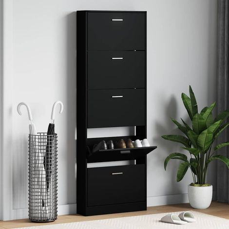 Shoe Cabinet Black 59x17x169 cm Engineered Wood vidaXL