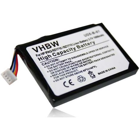 vhbw 1x Batterie compatible avec HP IPAQ RZ1717, RX1700, RZ1710, RZ1700, RZ1715 GPS, appareil de navigation (1000mAh, 3,7V, Li-ion)