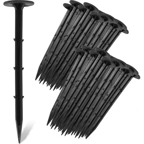 Ancrage au sol - Longueur : 160 mm - Largeur : 35 mm - Diamètre : 5 mm - Lot de 1000 piquets d'ancrage solides pour toile anti-mauvaises herbes, non-tissé de jardin, clôture et filet