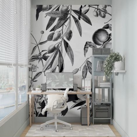 Papier Peint Art & Déco - Gravure Fruits et Fleurs - 150 x 250 cm (1/2)