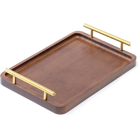 [MAI USATO]Vassoio da tè in legno con manico per la conservazione domestica S, Vassoio da tè in legno con manico per la conservazione domestica S (1/4)