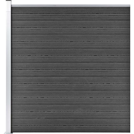 Panneau de clôture Clôture de jardin Panneau de Porte WPC 175x186 cm Noir 63581 (1/5)