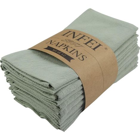 Serviettes de Table en Tissu de Couleur Unie, Lot de 12 (15,7 x 11,8 Pouces), Serviette de Table de Cuisine en Coton réutilisable, pour Les fêtes, l’hôtel et la Maison (Avocat) (1/5)
