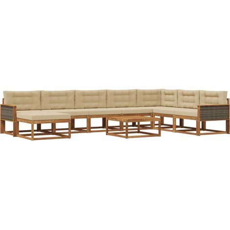 Outdoor Sofa Set with Cushion 9 pcs Natural and Beige vidaXL (1/5)
