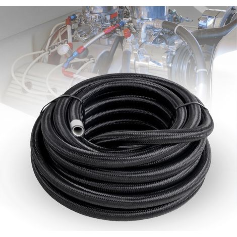 Tuyau de carburant haute pression tressé en PTFE de 1 mètre pour modification automobile - PTFE AN6 (tresse en nylon noir) (1/4)