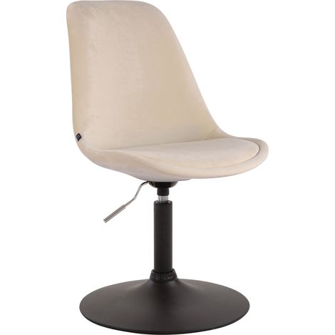 Silla de comedor x1 giratoria regulable en altura en terciopelo crema y pata trompeta de metal negro 100003499 (1/3)