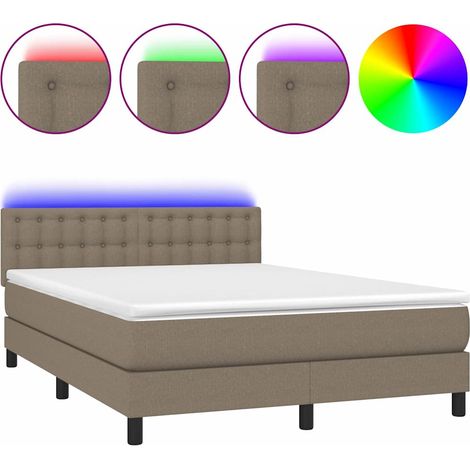 Maison Exclusive - Boxspringbett mit Matratze & LED Taupe 140x200 (1/5)