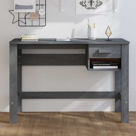 vidaXL Escritorio HAMAR madera maciza pino gris oscuro 110x40x75 cm (1/5)