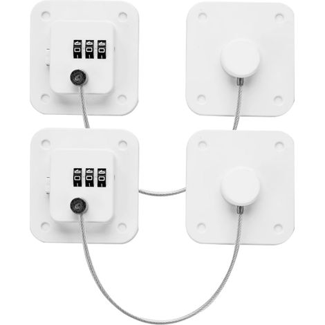 Cadenas à combinaison pour réfrigérateur, 2 pièces, blanc