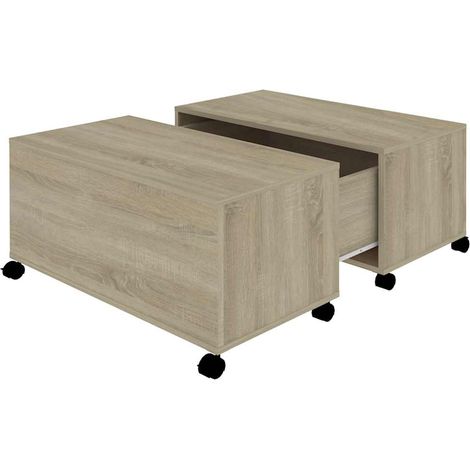Maison Exclusive - Couchtisch Sonoma-Eiche 75x75x38 cm Holzwerkst (1/5)