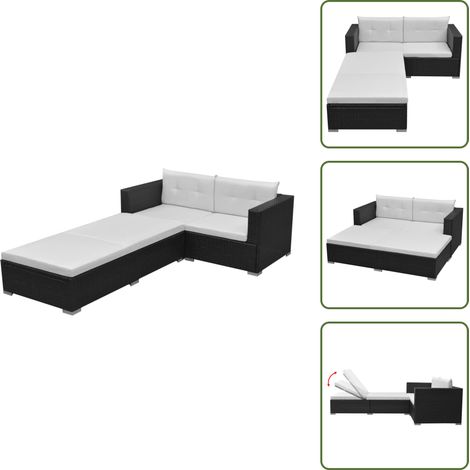 Cuscini per divani - vidaXL Set Divani da Giardino 3 pz con Cuscini in Polyrattan Nero - Mobili da giardino
