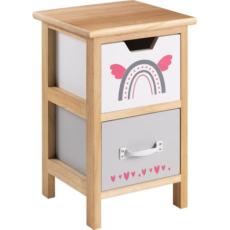 Table de chevet ESTA Gris,Naturel,Blanc