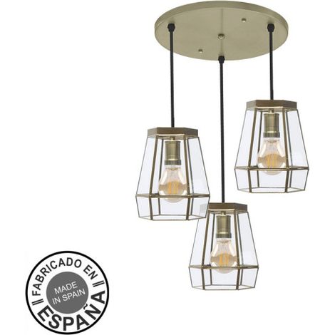 Plafon Guia 3xe27 Cuero Regx42x42 Cm