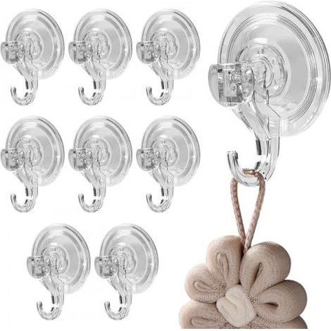 Crochets Ventouse, Transparent Ventouses Plastique, Vide Puissante Crochet, Réutilisable Muraux Ventouses peut Supporter 3 kg, Diamètre 7cm, 3pouces, pour Salle de Bains et Cuisine (8PCS) (1/5)