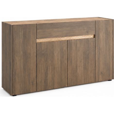 Madia Capiente Design Credenza Per Soggiorno E Sala Da Pranzo Con 4 Ante 1 Cassetto Moderna Mobile Contenitore Senza Maniglie Elegante 170 X 85 X 40 Cm Noce (1/5)