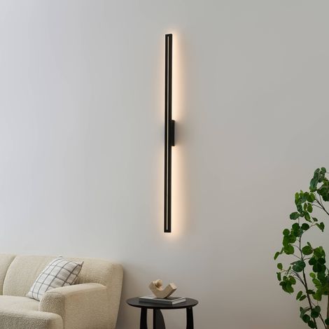 Schwarze lange rechteckige LED-Wandleuchte indirekt 120 cm IP54 - Noméris