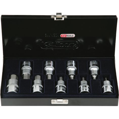 Kstools – Coffret cliquet et douilles 9 pièces 6 pans 1/2" – Douilles de 4 à 17 mm – Acier au chrome vanadium – Finition chromée satinée (1/3)