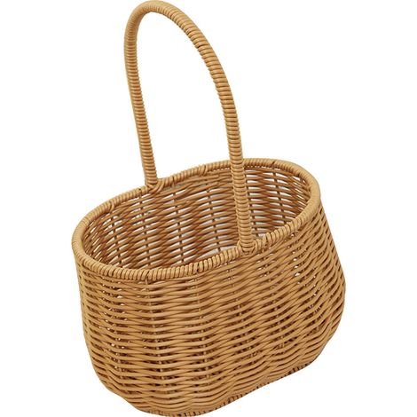 Handgeflochtener ovaler Blumenkorb aus Rattan, ideal zum Aufbewahren und Verschenken von frischen Blumen. (1/5)