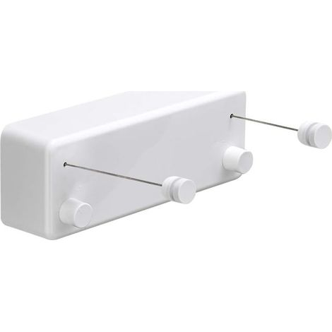 Kaelt - Aougo – Étendoir à linge rétractable 4,2m – Corde double en acier inoxydable – Fixation murale – Matériau ABS et aluminium – 20 kg de capacité (1/5)
