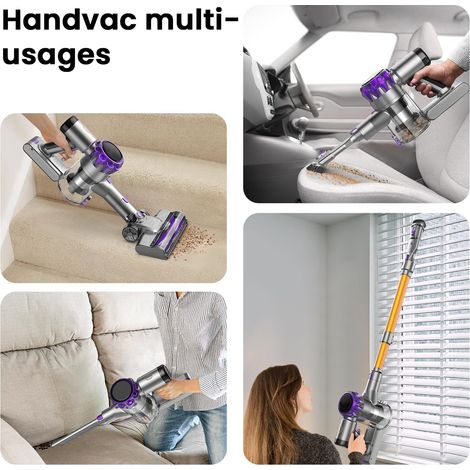 Balai électrique sans fil S3P violet doré, aspirateur à main 2-en-1, puissant, rechargeable, pour sols et tapis (1/5)