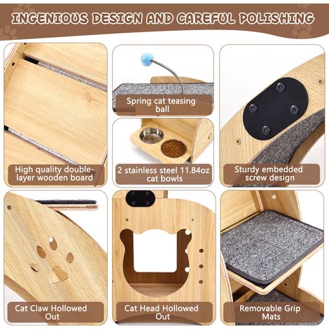 Roue à Chat 6-en-1, Roue d'Exercice pour Chat d'Intérieur, Tapis Roulant Félin Grand Format, Roue de Course Silencieuse pour Chat, Accessoire de Jeu et Meuble pour Chat (1/5)