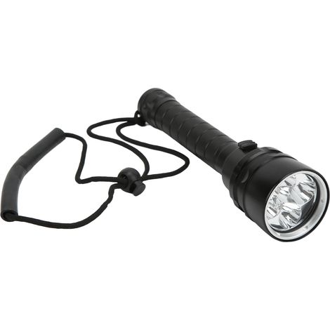 Lampe torche de plongée S5 noire, traitement anodisé dur, cordon antidérapant, étanche pour camping sous-marin (1/5)
