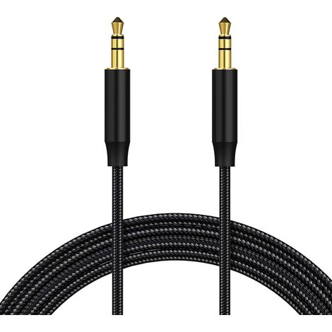 Câble Jack Audio Câble, Aux Câble Auxiliaire 3.5mm Câble Stéréo Audio Mâle vers Mâle en Nylon pour Casques, iPod, iPhone, iPad, HiFi, Tablette, Autoradio, Smartphones, MP3, Voiture - 1M
