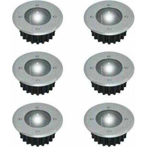 Lot de 6 spots LED solaires encastrables ronds 85mm – Acier inoxydable – Résistant aux intempéries – Autonomie 8h – Éclairage blanc (1/5)