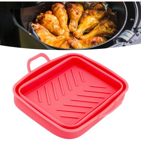 Accessoires pour friteuse à air chaud en silicone à double panier avec poignées, vendus en rouge (2 paniers par paquet) (1/5)