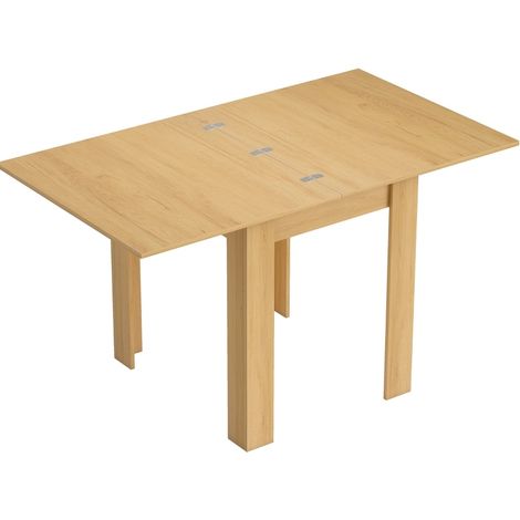 Mesa de comedor extensible de madera natural 70/140 x 80 cm para 4-6 personas (1/5)