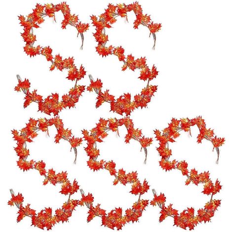 Guirlande de lierre artificielle à feuilles vertes suspendues pour décoration murale de chambre, de cuisine ou pour mariage en extérieur-5pcs Red Maple Vine
