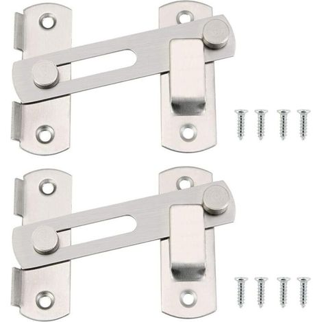 2 Pcs Loquets De Porte En Acier Inoxydable Avec Vis Loquet De Porte Coulissante 10x7cm Boulon Verrou Du Loquet De Porte Pour Cabine, Porte, Armoire, Tiroir (1/5)