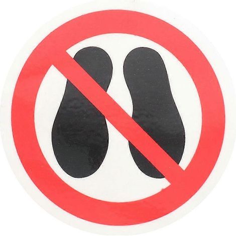 No Step Here Warning Decal Round Sticker Do Not Step Sign Warning Sticker (1/4)